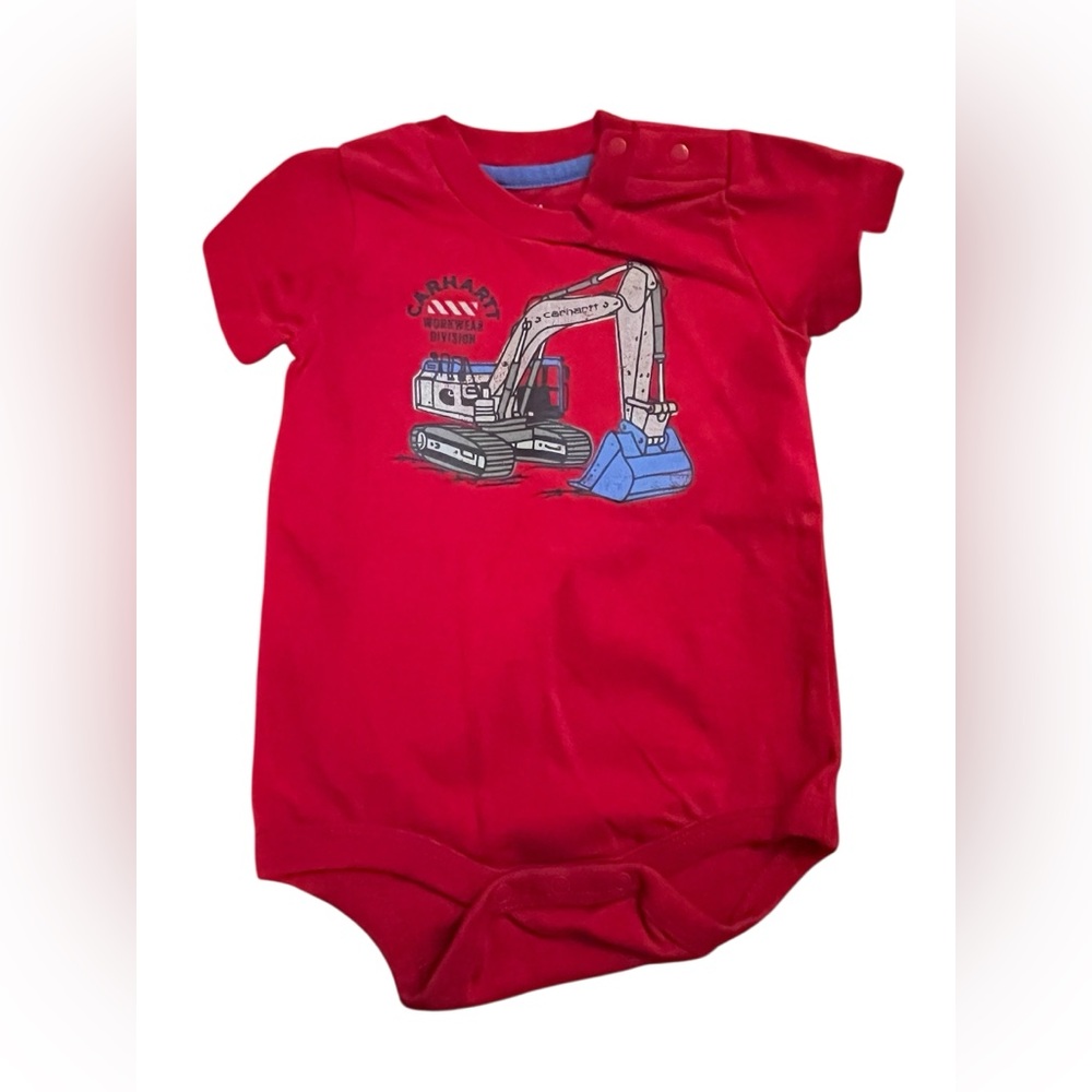 Carhartt Red Infant Bodysuit with Excavator Design